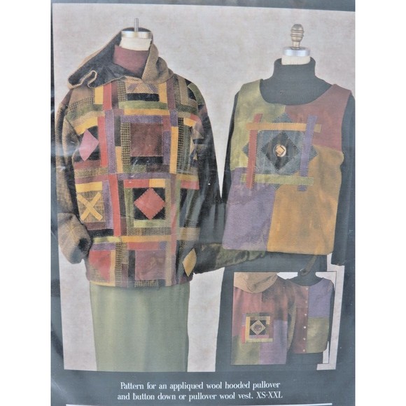 Pull The Wool Over Indygo Junction Pattern Koltz IJ653 Hooded Wool Pullover/Vest - Picture 4 of 4